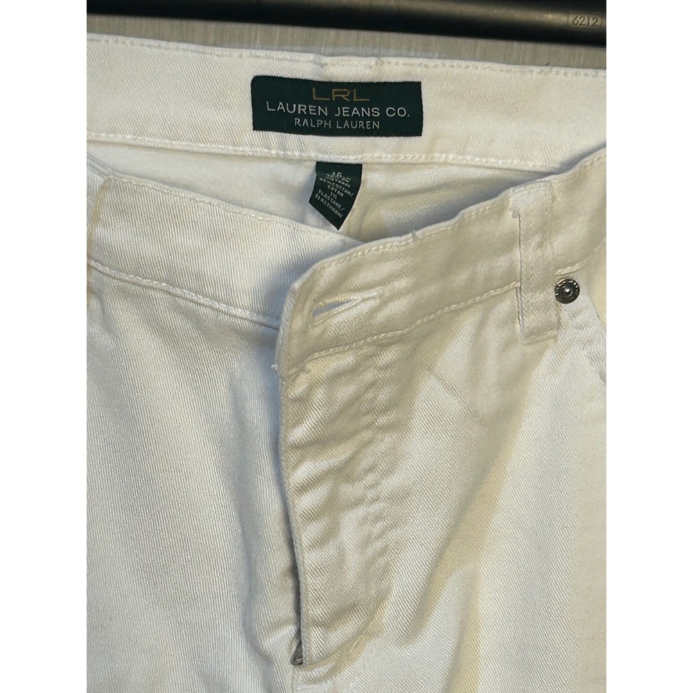 LRL Ralph Lauren Jeans Co White Denim Cropped Capris Pants Women Size 16 Preppy - Picture 2 of 6